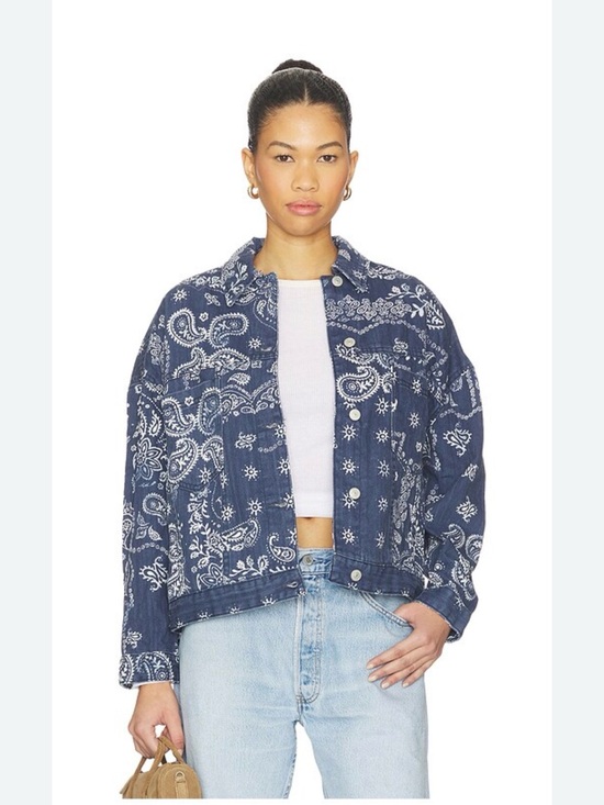 Mexx Jackets & Blazers - Mexx Quilted Paisley Print Jacket in Blue and White